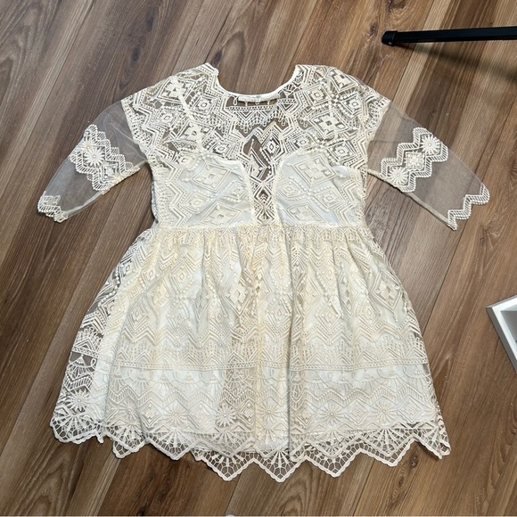 Jen’s Pirate Booty ivory lace baby doll mini dress size small festival wedding - Picture 4 of 10